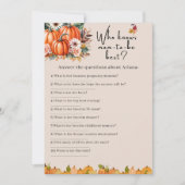 Fall Pumpkin Baby Duwer kennt Mama Game Card Einladung (Vorderseite)