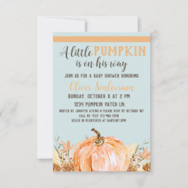Fall Pumpkin Baby Shower Blue, Einladung