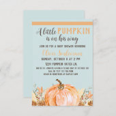 Fall Pumpkin Baby Shower Blue, Einladung (Vorne/Hinten)