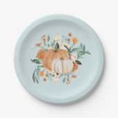 Fall Pumpkin Baby Shower Blue, Pappteller (Vorderseite)