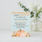 Fall Pumpkin Baby Shower Blue, Postkarte (Stehend Vorderseite)