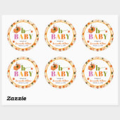 Fall Pumpkin Baby Shower Einladung Runder Aufkleber (Blatt)