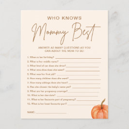 Fall Pumpkin Baby Shower kennt Mommy Best Game