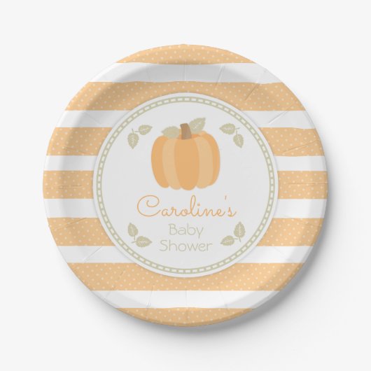 Fall Pumpkin Baby Shower Paper Plate Pappteller (Vorderseite)