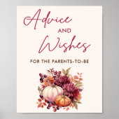Fall Pumpkin Baby Shower Ratschläge und Wünsche Poster (Vorne)