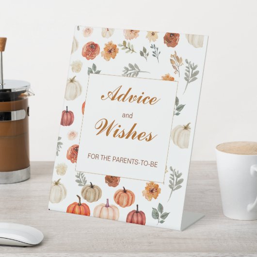 Fall Pumpkin Baby Shower Ratschläge und Wünsche Sockelschild (In SItu)