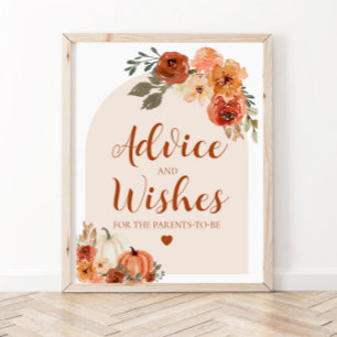 Fall Pumpkin Baby Shower Ratschläge und Wünsche Un Poster
