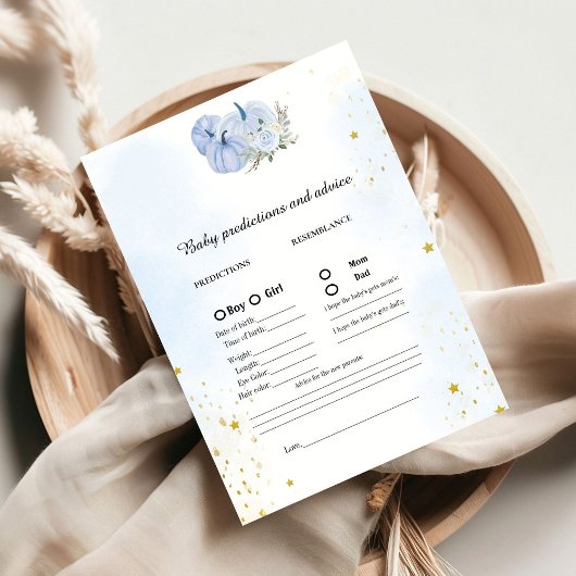Fall Pumpkin Baby Vorhersage Baby Shower Game Card Hinweiskarte