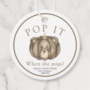 Fall Pumpkin Bär - Pop! Babyparty Geschenkanhänger