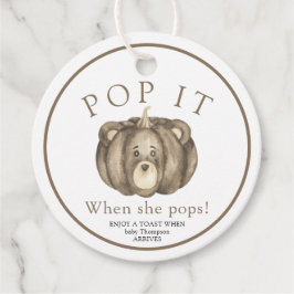 Fall Pumpkin Bär - Pop! Babyparty Geschenkanhänger