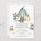 Fall Pumpkin Bauernhof 1. Geburtstag Party Einladung (Vorderseite)