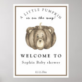 Fall Pumpkin Bear - Begrüßungsbaby Dusche Poster (Vorne)