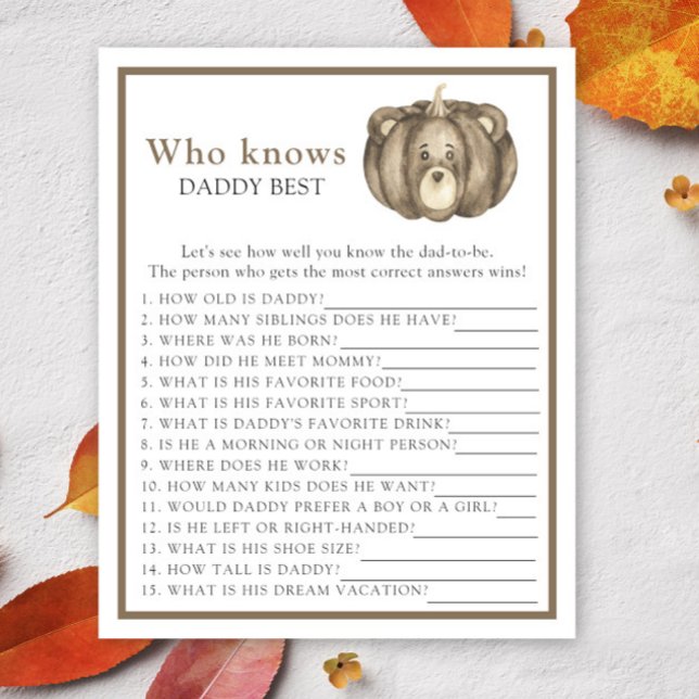 Fall Pumpkin Bear - Wer kennt Daddy best game (Von Creator hochgeladen)