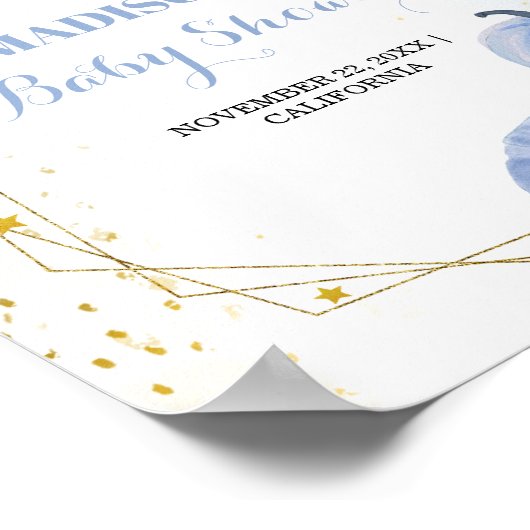 Fall Pumpkin Begrüßungsjunge Babyduschzeichen Poster (Ecke)