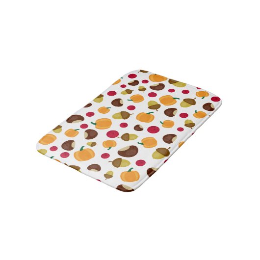 Fall Pumpkin Berries Acorn Muster Badematte (Schrägansicht)