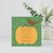 Fall Pumpkin & Bird Erntedank Einladung (Stehend Vorderseite)