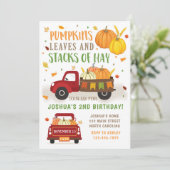 Fall Pumpkin Birthday Invitation Boy Einladung (Stehend Vorderseite)