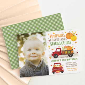 Fall Pumpkin Birthday Invitation Boy Einladung