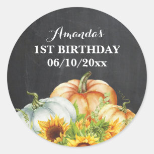Fall Pumpkin Birthday Vielen Dank Runder Aufkleber