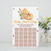Fall Pumpkin Blätter Bingo Baby Shower Game Briefpapier (Stehend Vorderseite)
