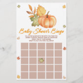 Fall Pumpkin Blätter Bingo Baby Shower Game Briefpapier (Vorderseite)