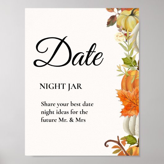 Fall Pumpkin Blätter Brautparty Datum Ideen signie Poster (Vorne)