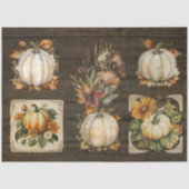 Fall Pumpkin Blätter Dunkle rustikale Holzdekoupag Seidenpapier (Vorderseite)