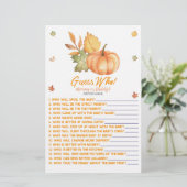Fall Pumpkin Blätter Ratet Wer! Baby Shower Game Briefpapier (Stehend Vorderseite)