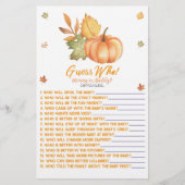 Fall Pumpkin Blätter Ratet Wer! Baby Shower Game Briefpapier (Vorderseite)