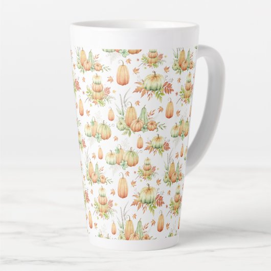 Fall Pumpkin Blätter Rustic Holiday Erntedank Milchtasse (Rechte Ecke)