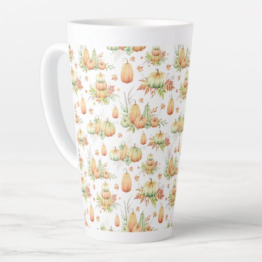 Fall Pumpkin Blätter Rustic Holiday Erntedank Milchtasse (Linke Ecke)