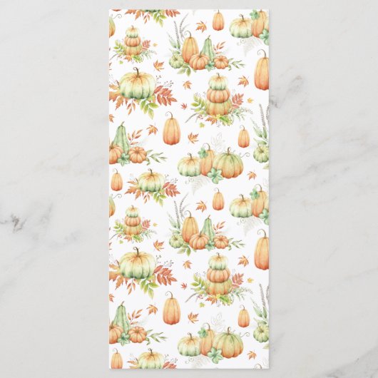 Fall Pumpkin Blätter Rustikales Erntedank Dinner Menükarte (Rückseite)