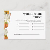 Fall Pumpkin Blätter, wo sie waren Bridal Game Begleitkarte (Vorderseite)