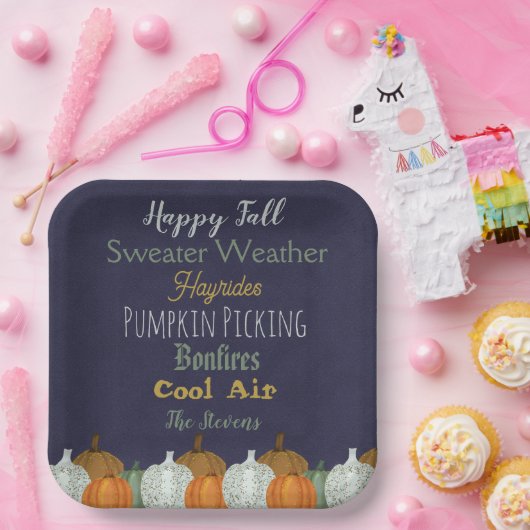 Fall Pumpkin-blaue Hintergrund-Party Einladung Pappteller (Party)