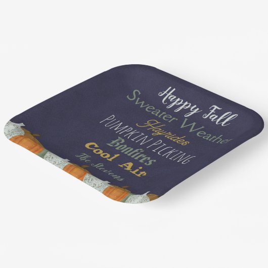 Fall Pumpkin-blaue Hintergrund-Party Einladung Pappteller (Gewinkelt)