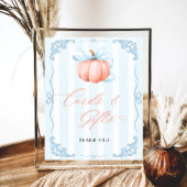 Fall Pumpkin Blue Bow Cards und Geschenke Poster