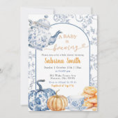 Fall Pumpkin Blue Chinoiserie Baby wird brauen Einladung (Vorderseite)