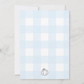 Fall Pumpkin Blue Gingham Baby Shower Einladung (Rückseite)