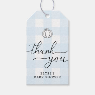 Fall Pumpkin Blue Gingham Danke für den Tag Geschenkanhänger