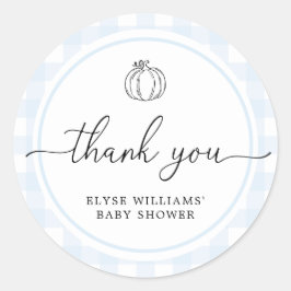 Fall Pumpkin Blue Gingham Dusche Gefallen Sticker