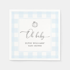 Fall Pumpkin Blue Gingham Oh Baby Paper Napkin Serviette