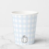Fall Pumpkin Blue Gingham Paper Cup Pappbecher (Rückseite)