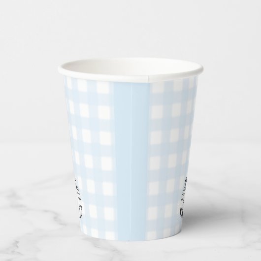 Fall Pumpkin Blue Gingham Paper Cup Pappbecher (Rechts)
