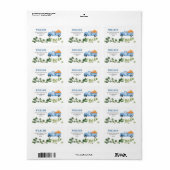 Fall Pumpkin Blue Truck Address Label Adressaufkleber (Vorne)