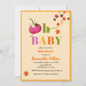 Fall Pumpkin Blume Girl Pink Babydusche Einladung (Vorderseite)