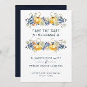 Fall Pumpkin Blumenhochzeit rettet das Datum Save The Date (Vorne/Hinten)