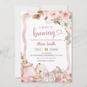 Fall Pumpkin Boho Coquette Ein Baby wird Tee braue Einladung (Vorderseite)