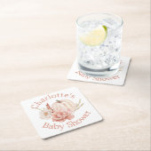 Fall Pumpkin Boho Floral Baby Dusche Rechteckiger Pappuntersetzer (Vor Ort)