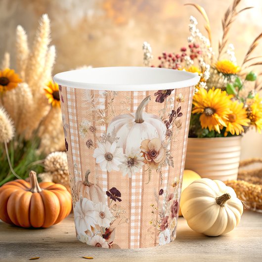 Fall Pumpkin Boho Floral Baby Shooting Paper Pappbecher