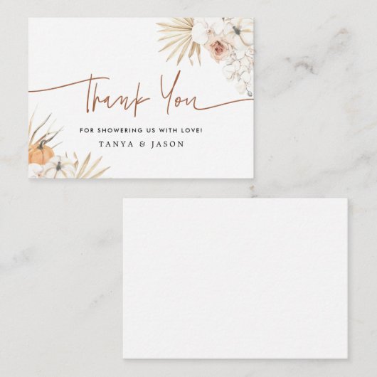 Fall Pumpkin Boho Kinderdusche Danke Karte (Vorne/Hinten)